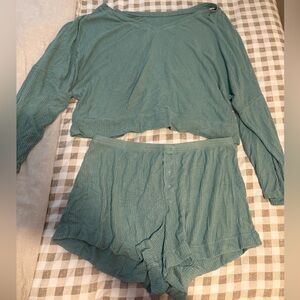 Auden Teal Ribbed Super Soft Pajama Set